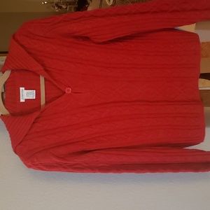 St John's Bay L Red Cable Knit Sweater